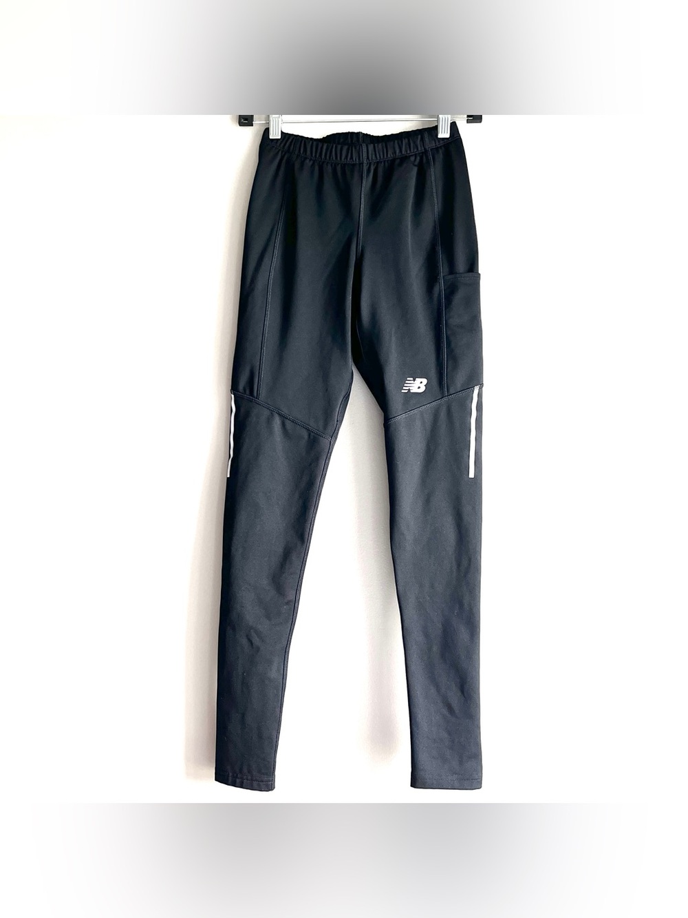 New Balance mens run tight small black fleece lined NBDry pocket reflective
